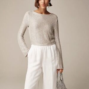 $178 NWT J.Crew Collection XL metallic open-weave sweater top L